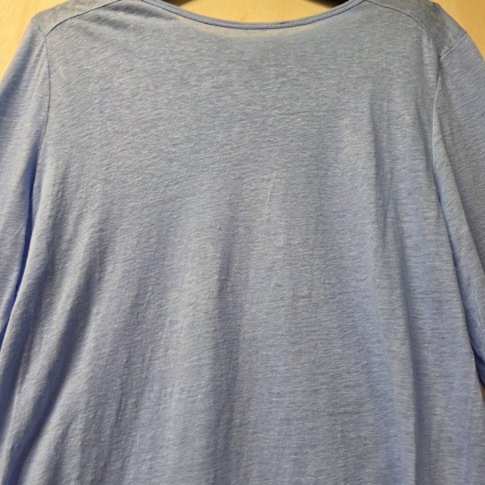 J. Jill Love Linen Blue Layered Hem Long Sleeve Top Medium Side Button Detail - Picture 14 of 16